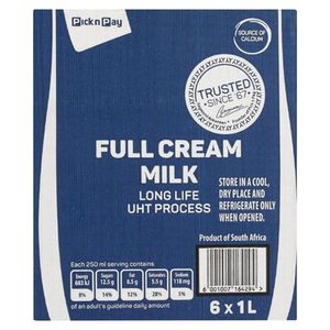 PnP UHT Full Cream Milk 6 x 1L